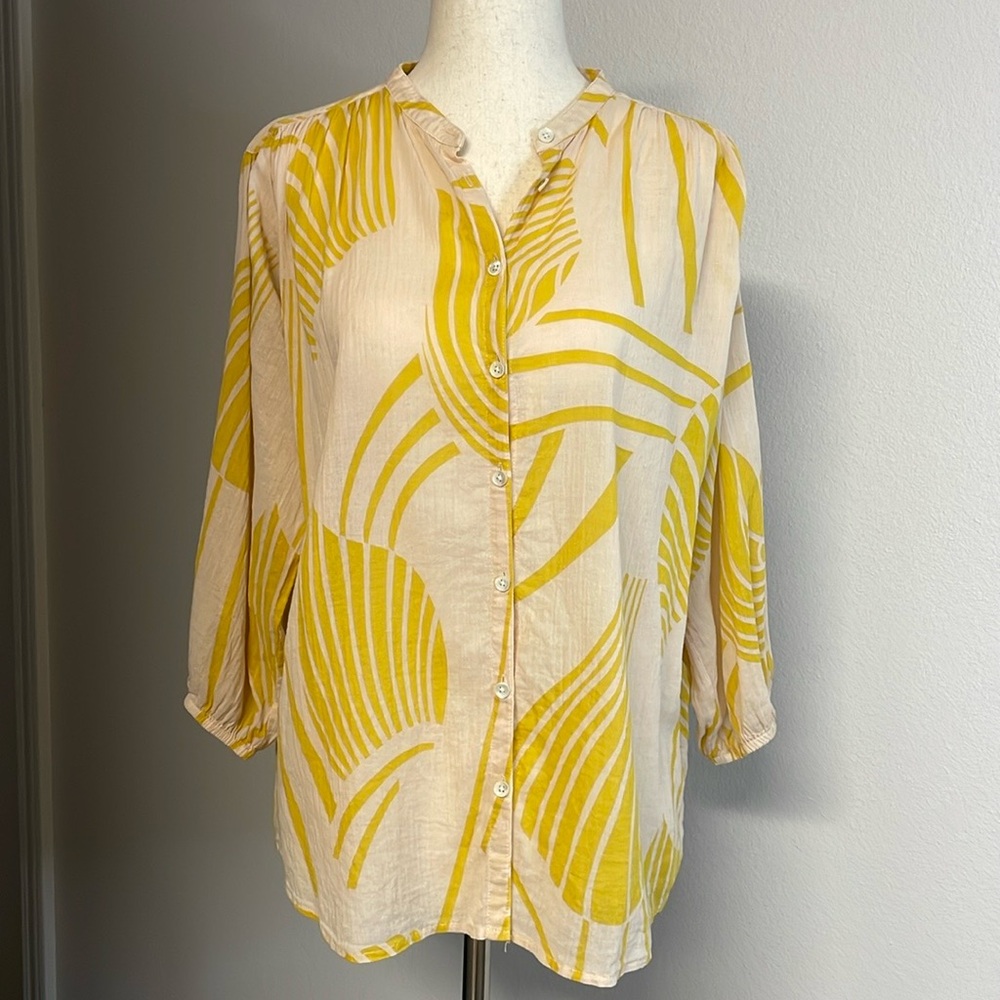 Closed Yellow Tan Button Down Blouse Small